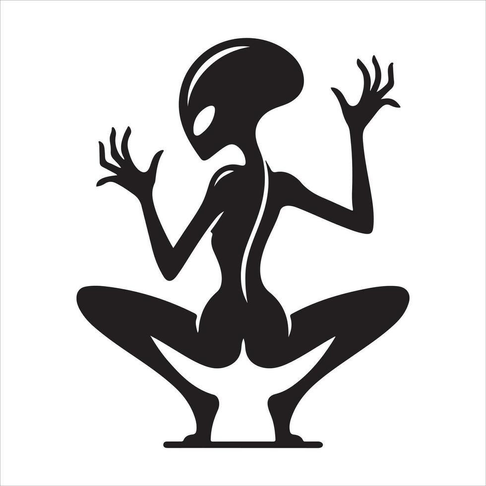 Minimal Alien Icon vector silhouette black color