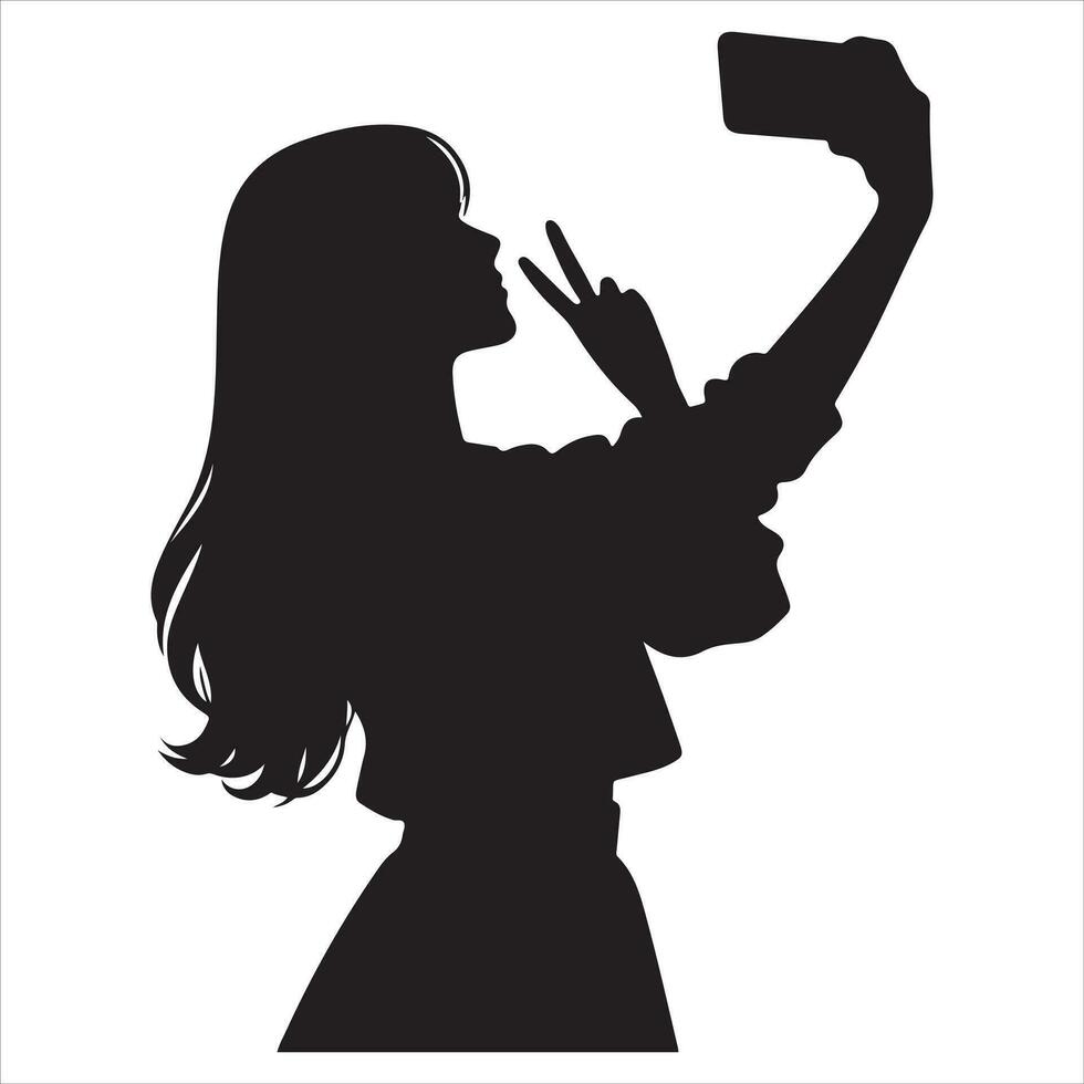 A Female Taking a selfie vector silhouette