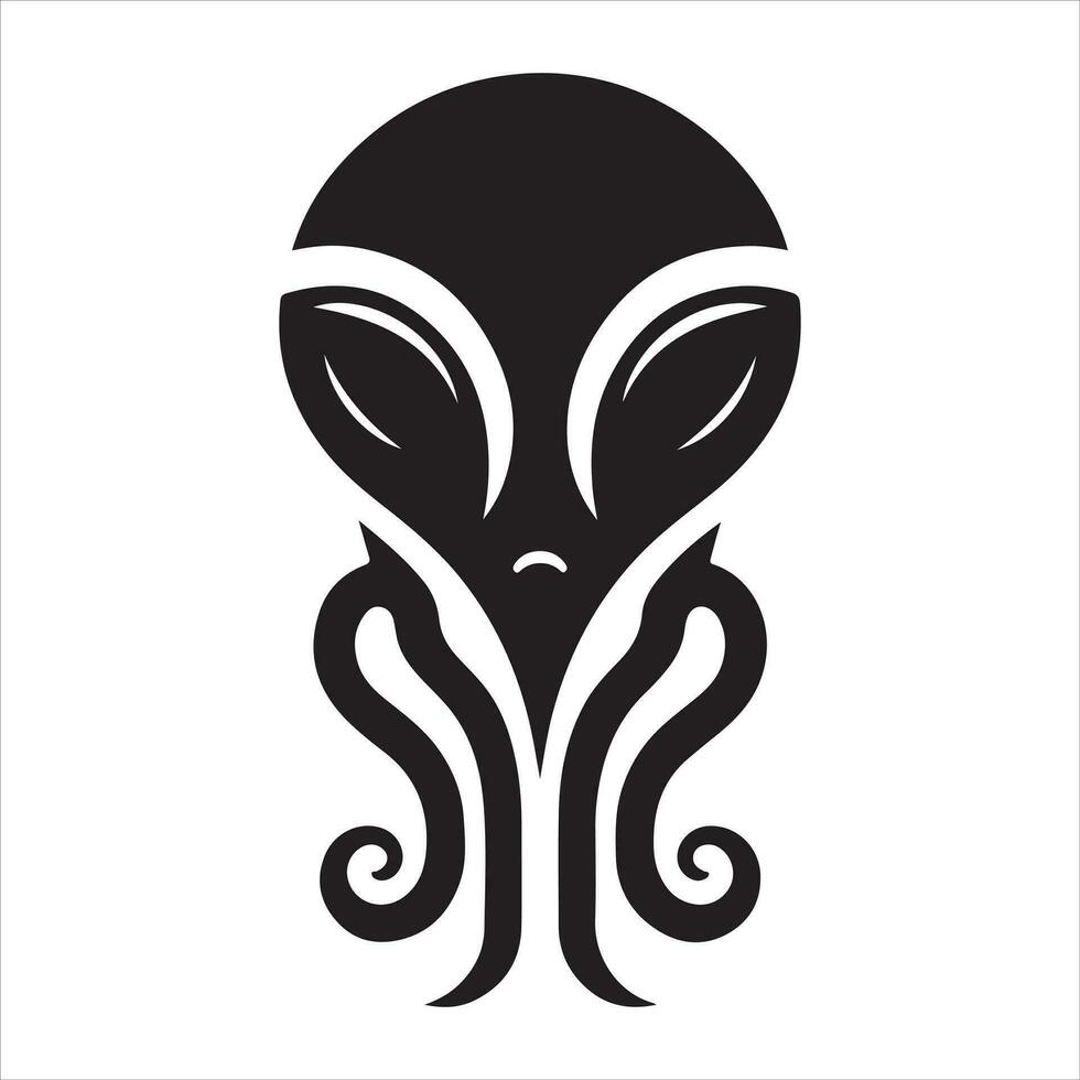 Minimal Alien Icon vector silhouette black color