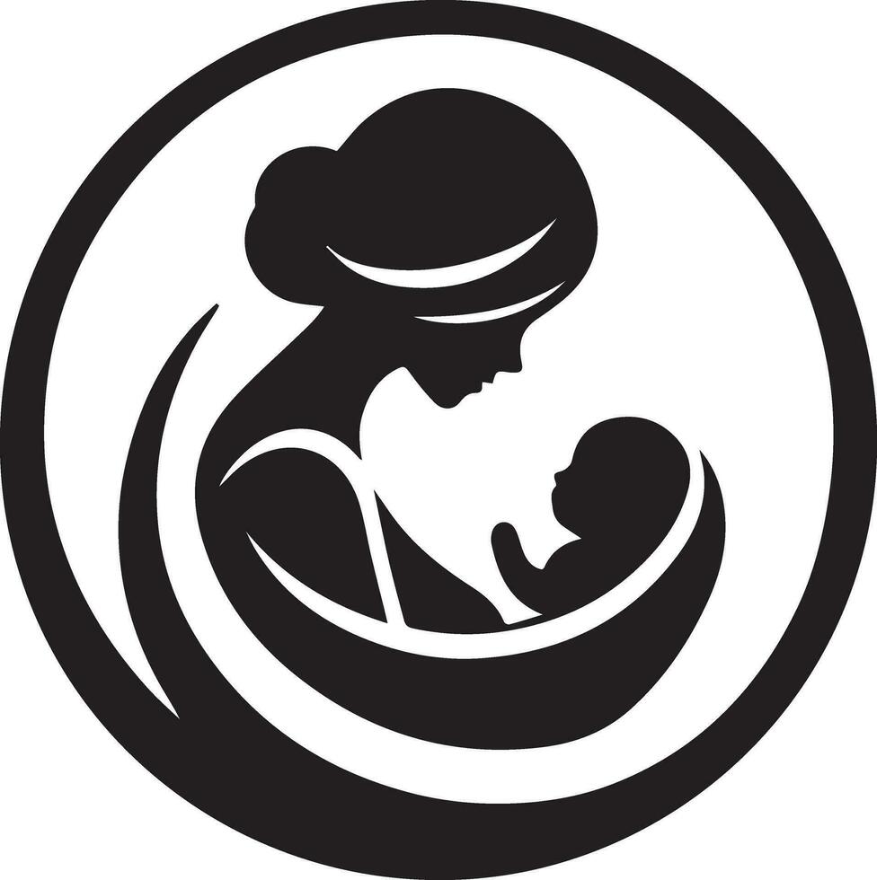 New born baby with mother vector silhouette