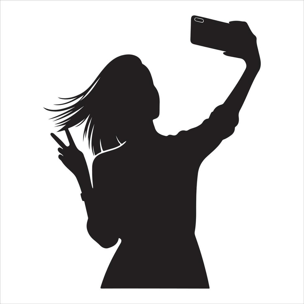 A Female Taking a selfie vector silhouette