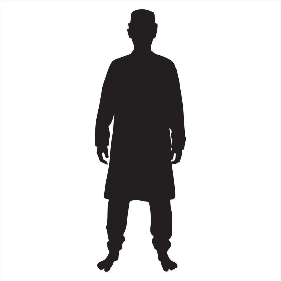 Arab muslim man vector silhouette, a Muslim man pose vector