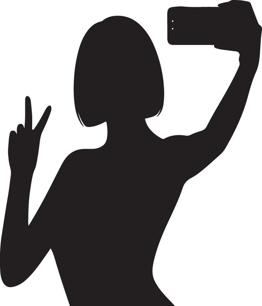 A Female Taking a selfie vector silhouette