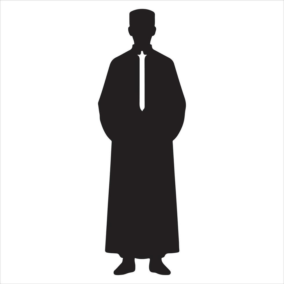 Arab muslim man vector silhouette, a Muslim man pose vector