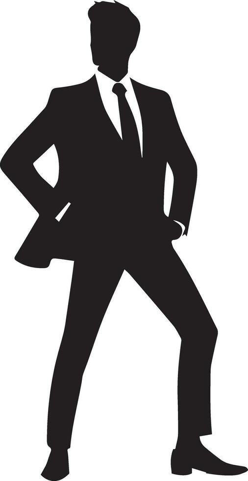 Business man pose vector silhouette black color
