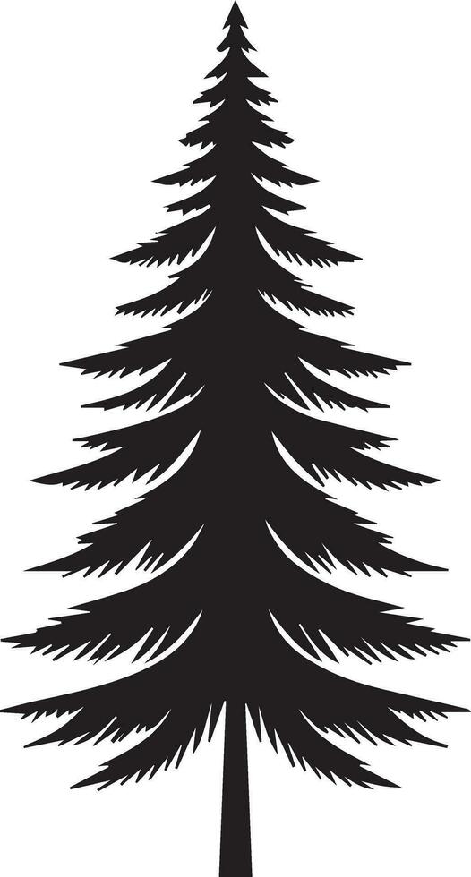 Pine Tree vector silhouette black color