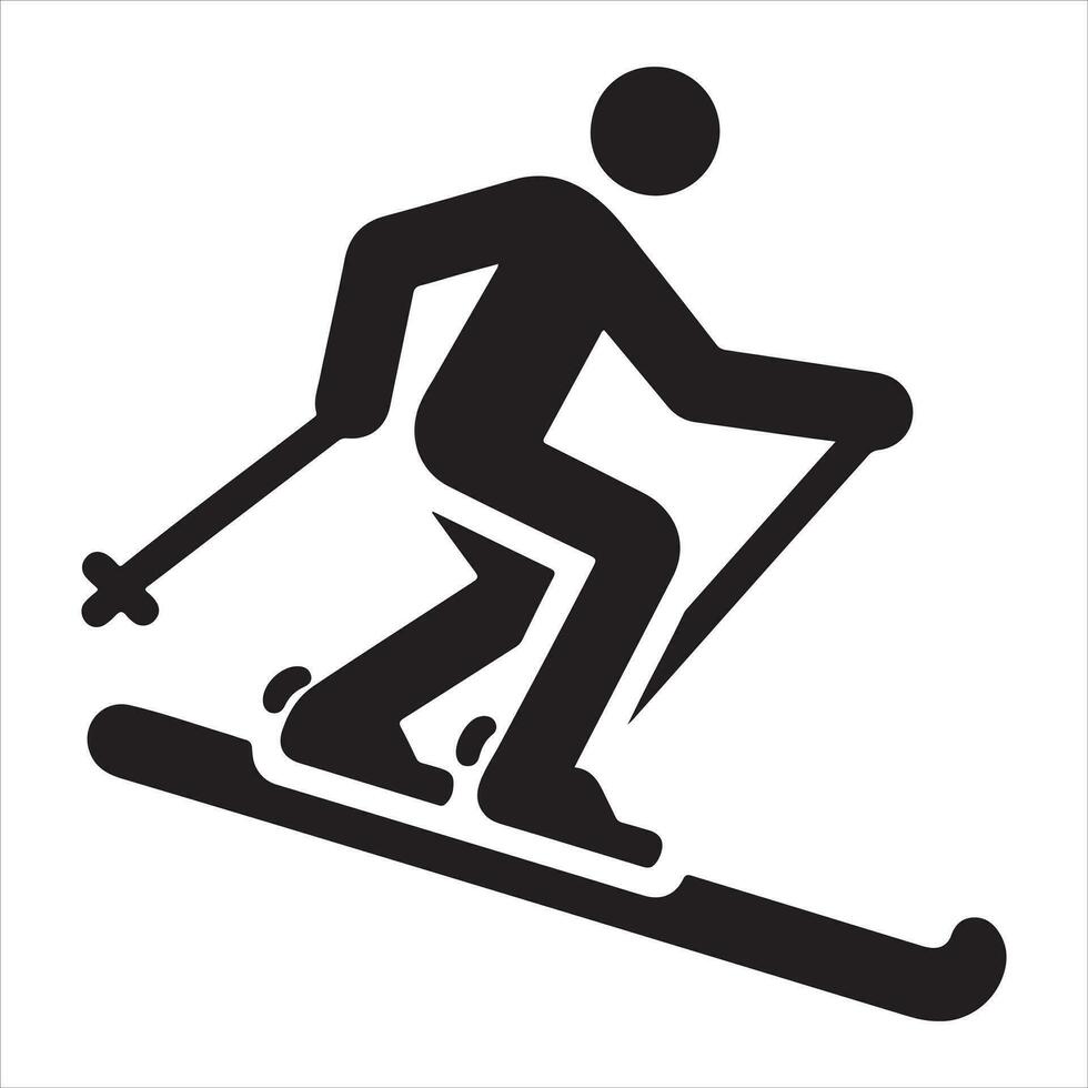 A Skier vector silhouette black color