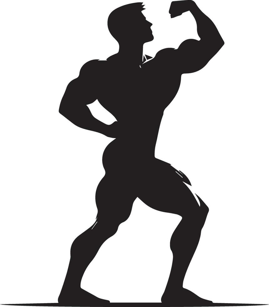 A Minimal Body Builder Pose vector silhouette black color