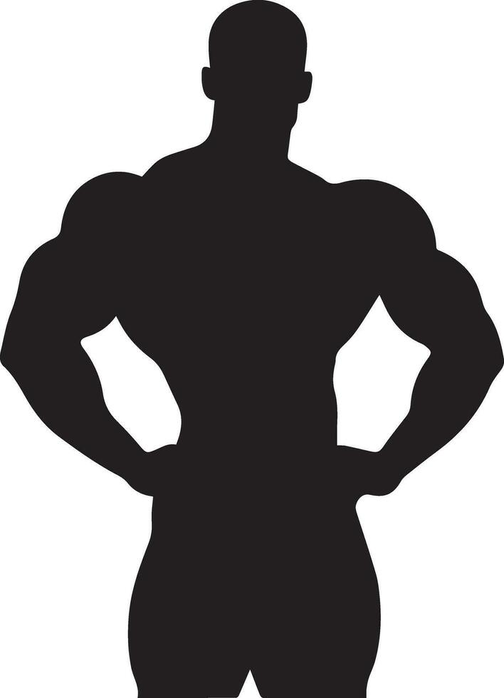 Body Builder pose vector silhouette black color