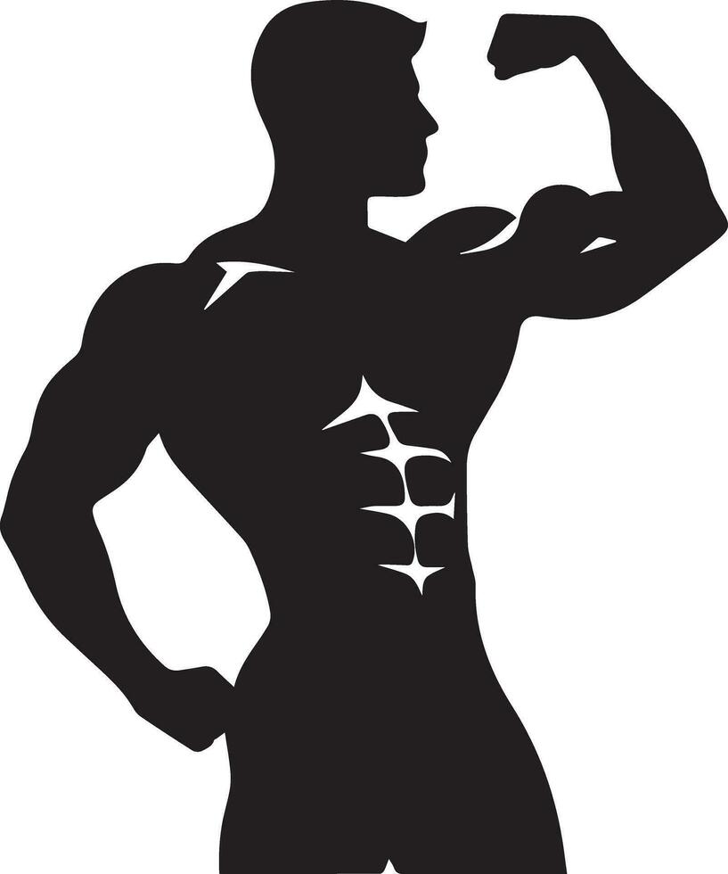 A Minimal Body Builder Pose vector silhouette black color
