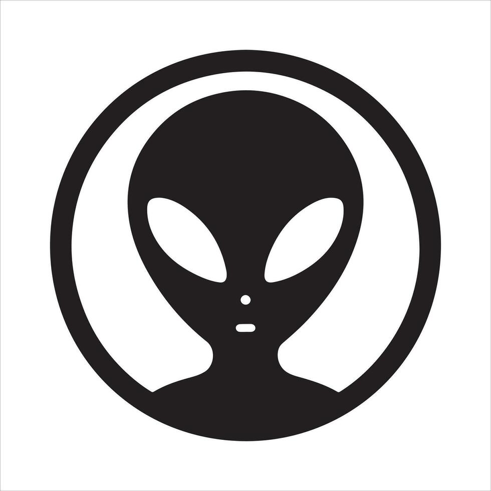 Minimal Alien Icon vector silhouette black color