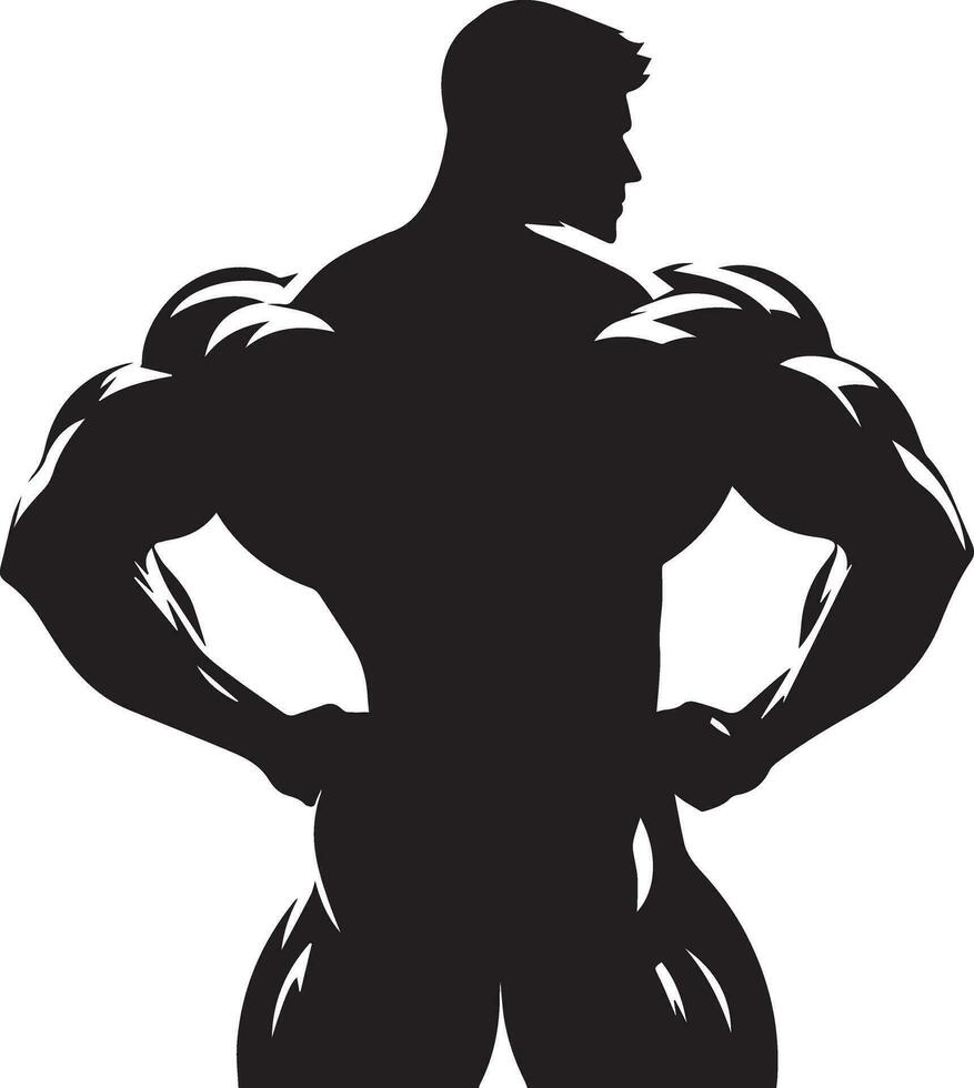 A Minimal Body Builder Pose vector silhouette black color