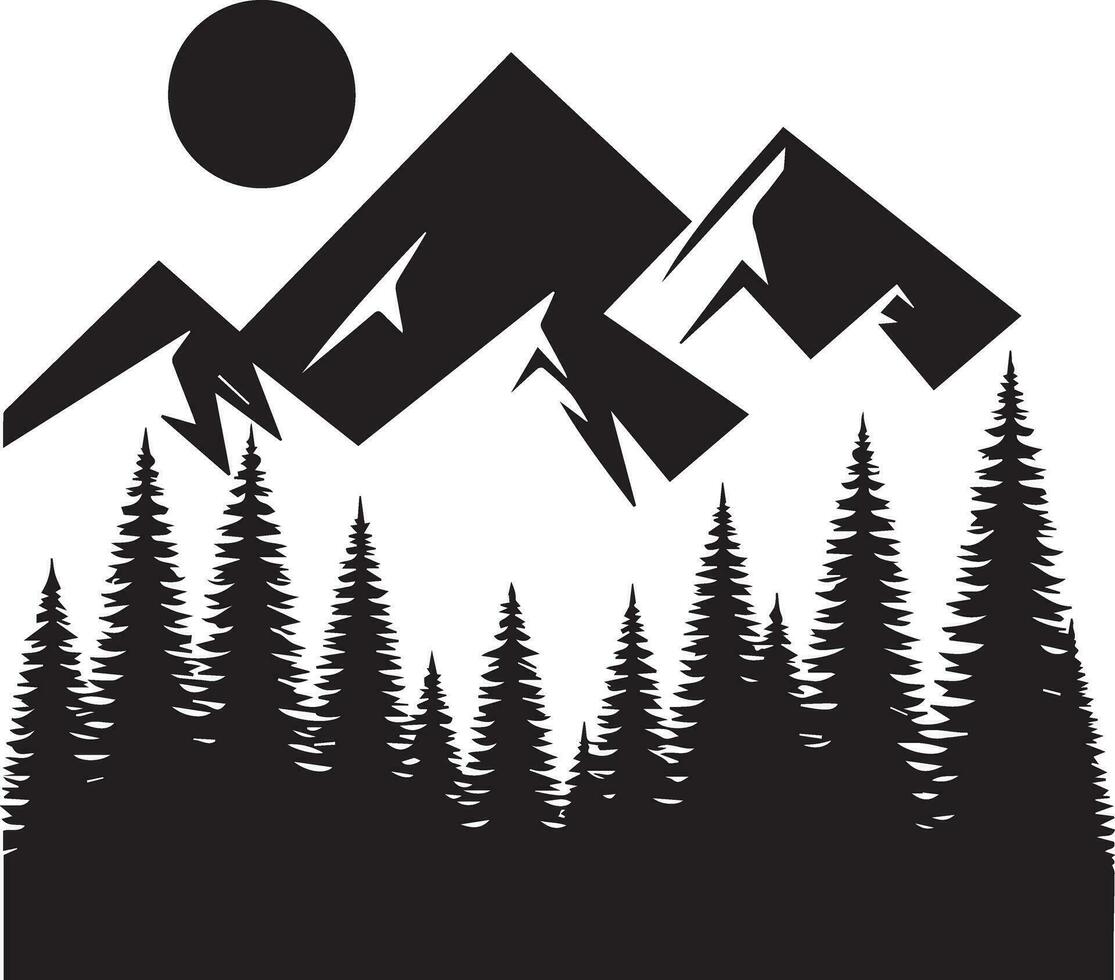 Mountain logo vector art illustration, a Black color mountain logo