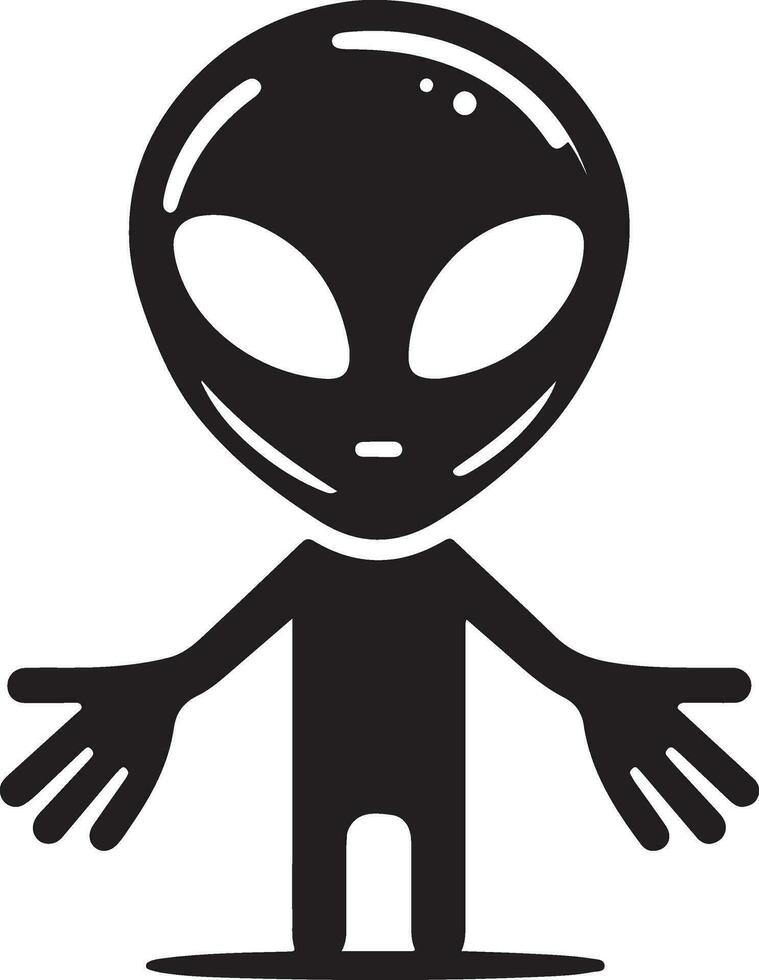 Minimal Alien Icon vector silhouette black color