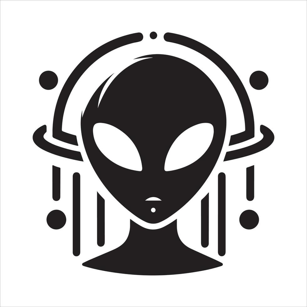 Minimal Alien Icon vector silhouette black color