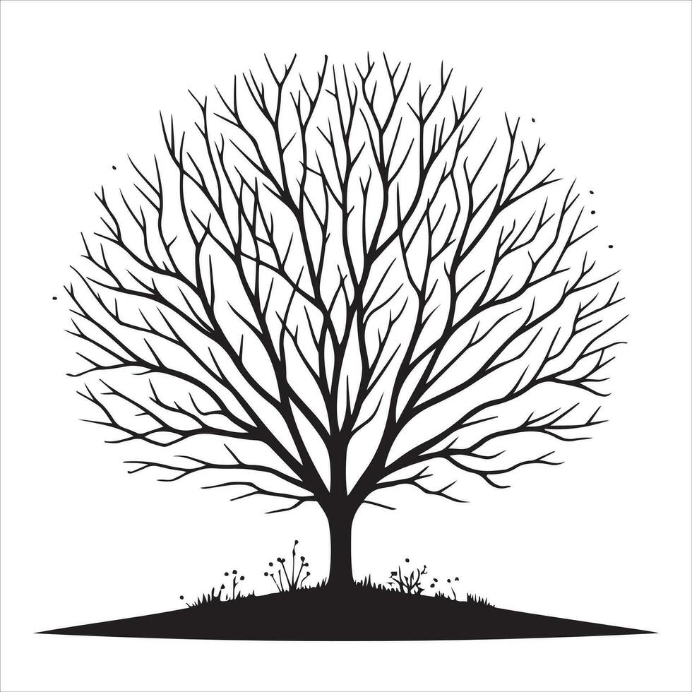 desnudo árbol vector silueta negro color, un muerto árbol vector silueta, árbol ramas silueta