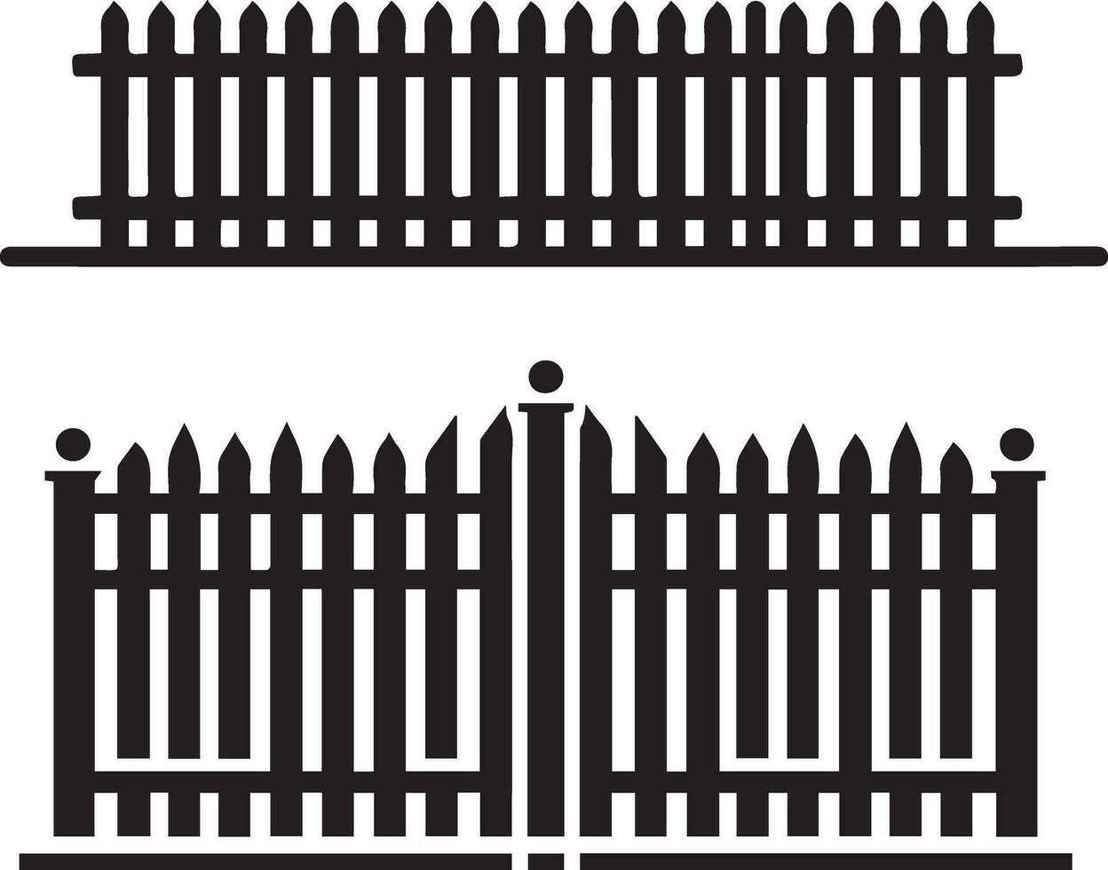 Minimal Fence vector silhouette black color, white background