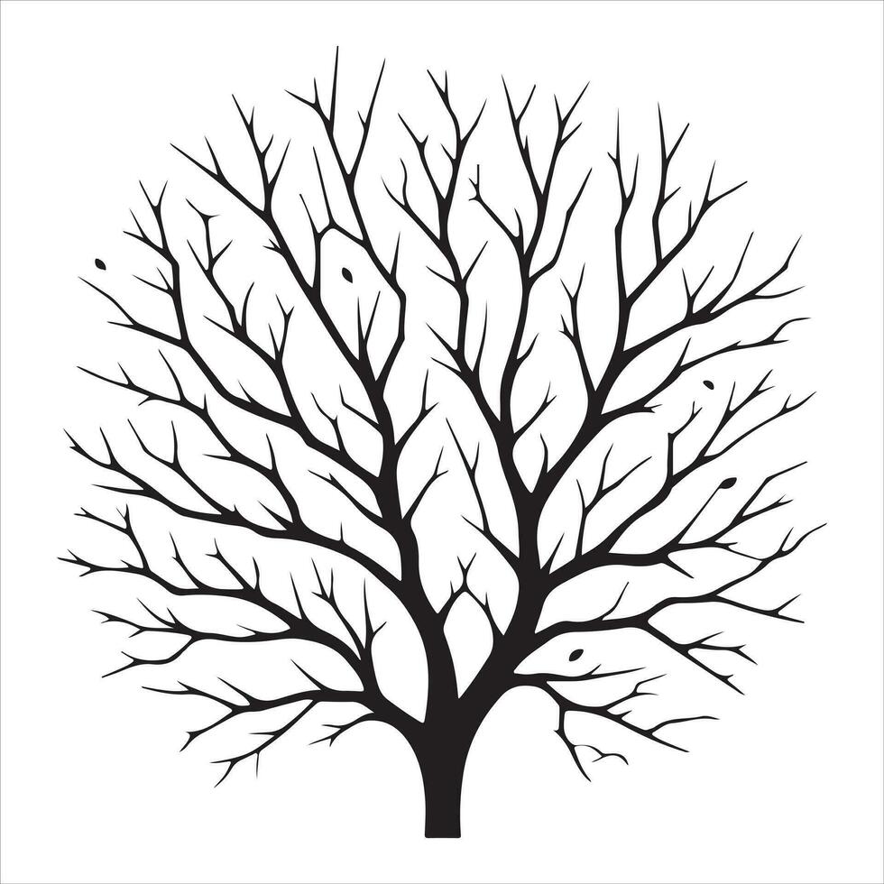 Minimal Autumn Naked Tree vector silhouette