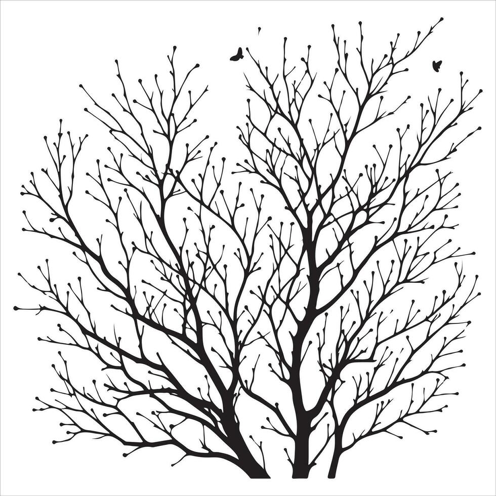 Minimal Autumn Naked Tree vector silhouette