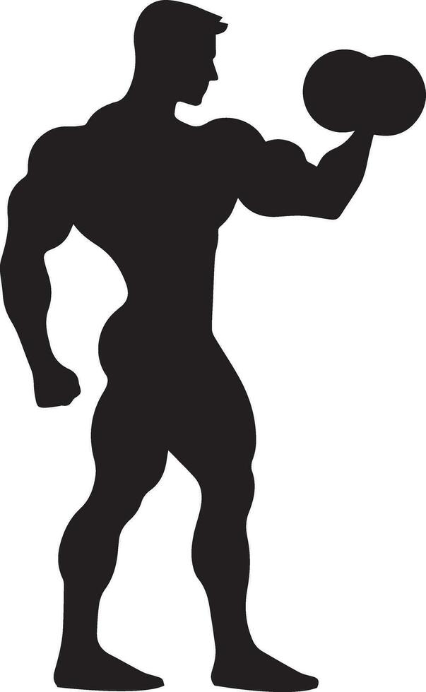 A Minimal Body Builder Pose vector silhouette black color