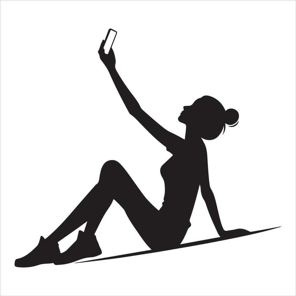 A Female Taking a selfie vector silhouette