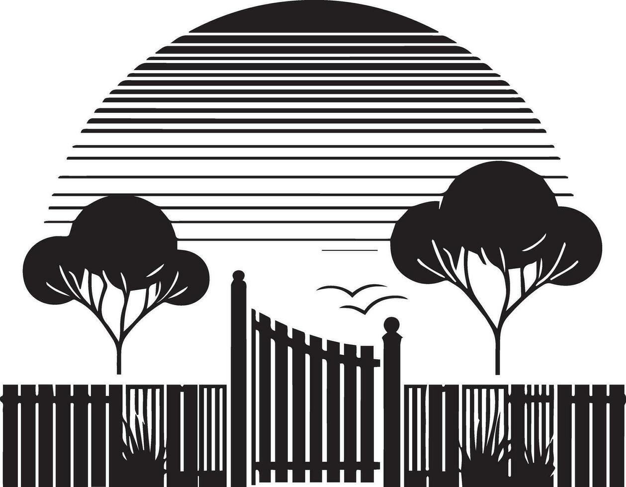 Minimal Fence vector silhouette black color, white background