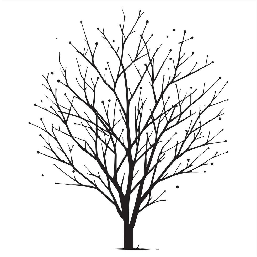 Minimal Autumn Naked Tree vector silhouette