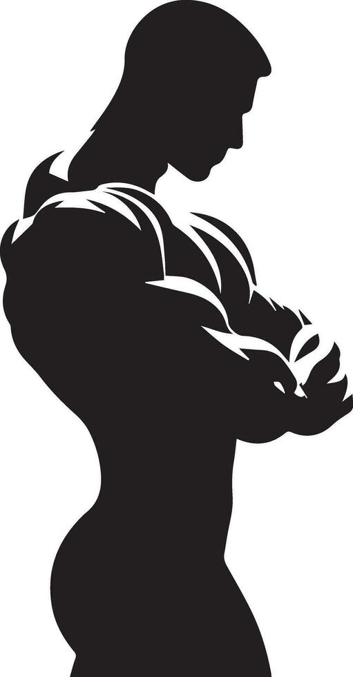 A Minimal Body Builder Pose vector silhouette black color