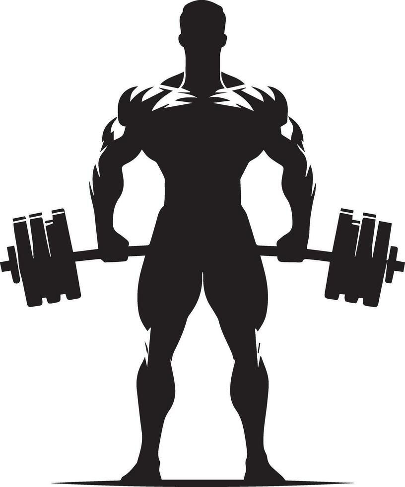 A Minimal Body Builder Pose vector silhouette black color
