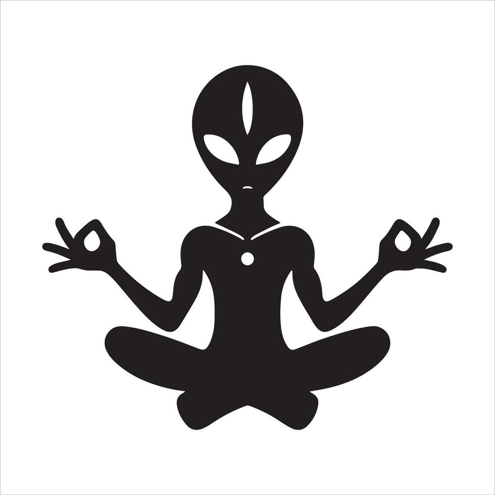 Minimal Alien Icon vector silhouette black color