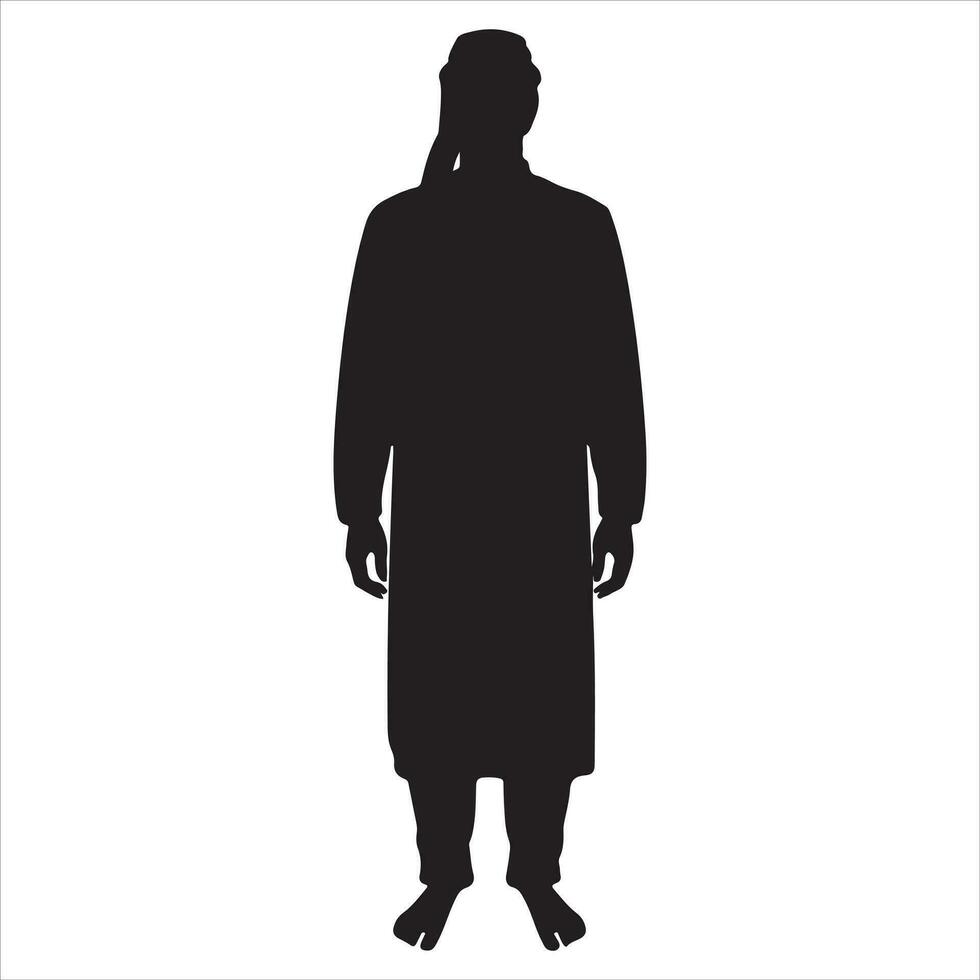 Arab muslim man vector silhouette, a Muslim man pose vector