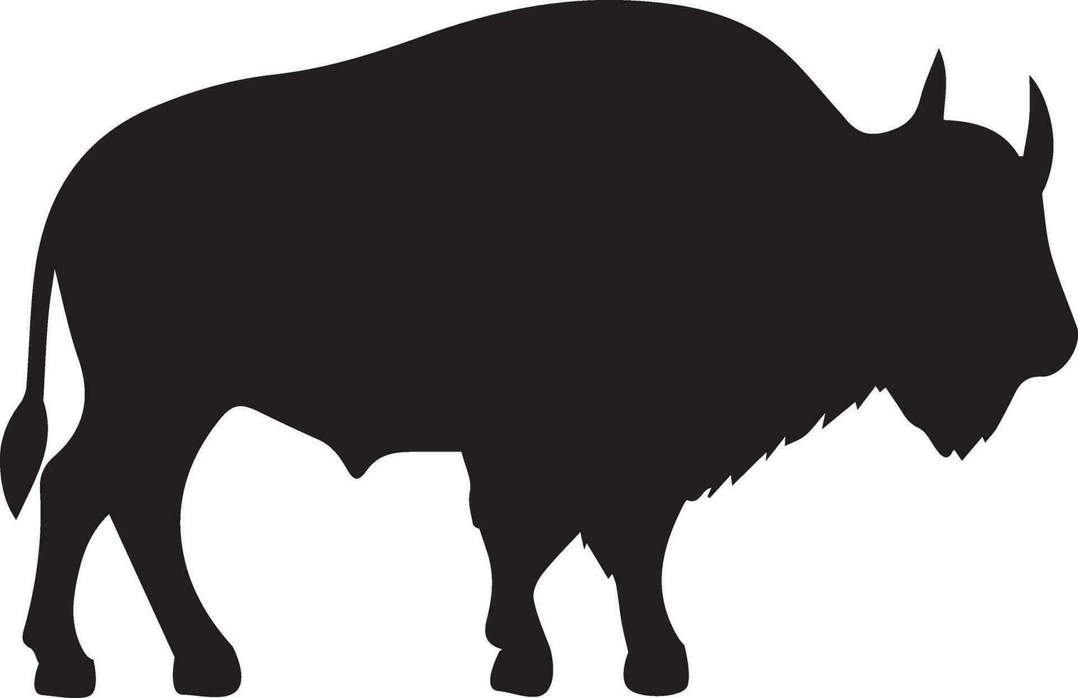 minimal buffalo vector silhouette, black color silhouette, white background