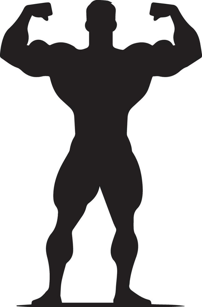 A Minimal Body Builder Pose vector silhouette black color