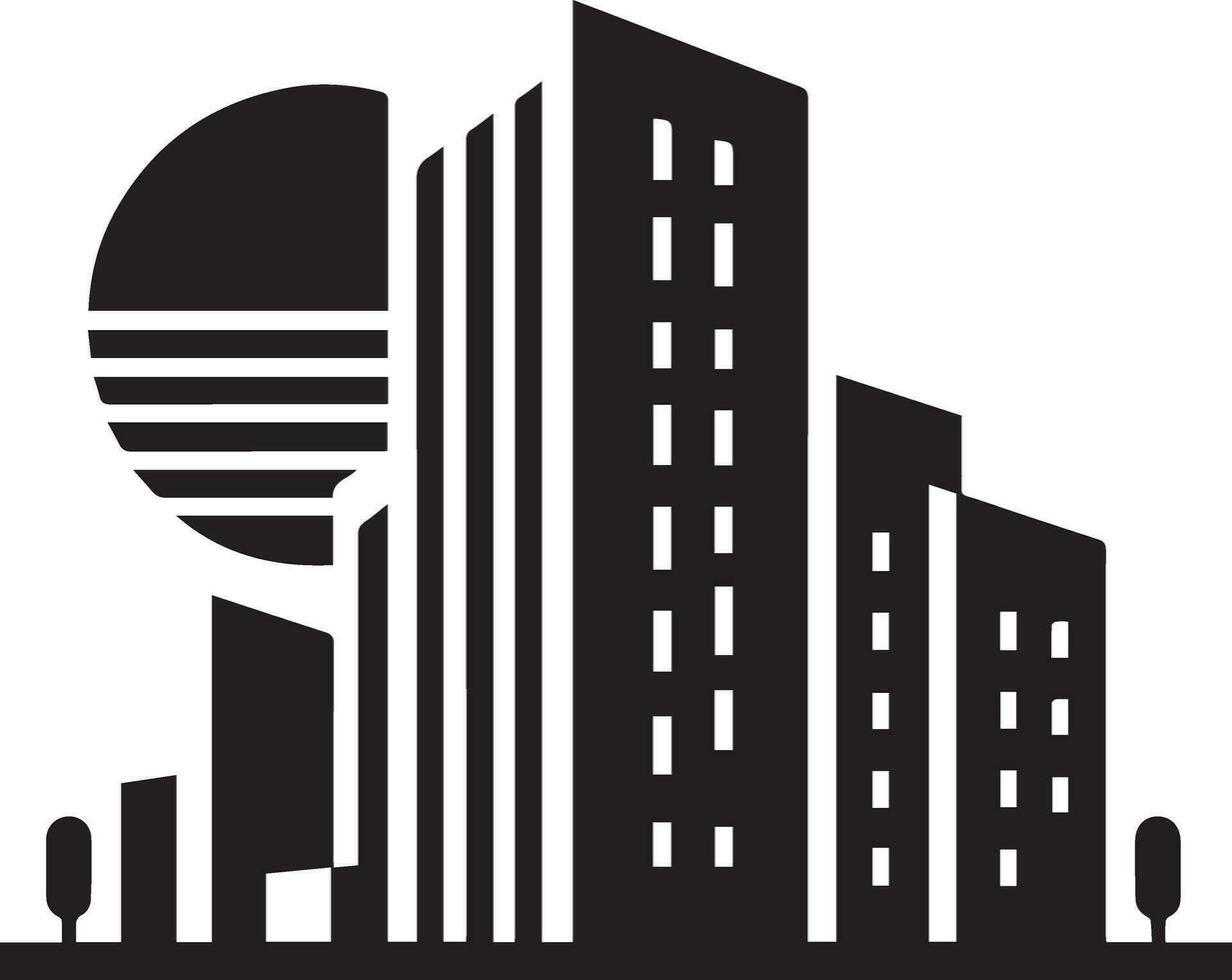 minimal building logo vector silhouette, black color silhouette, white background