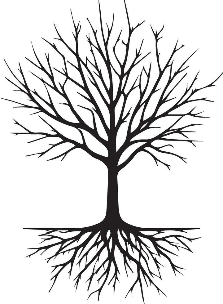 mínimo desnudo árbol silueta vector silueta, negro color silueta, blanco antecedentes