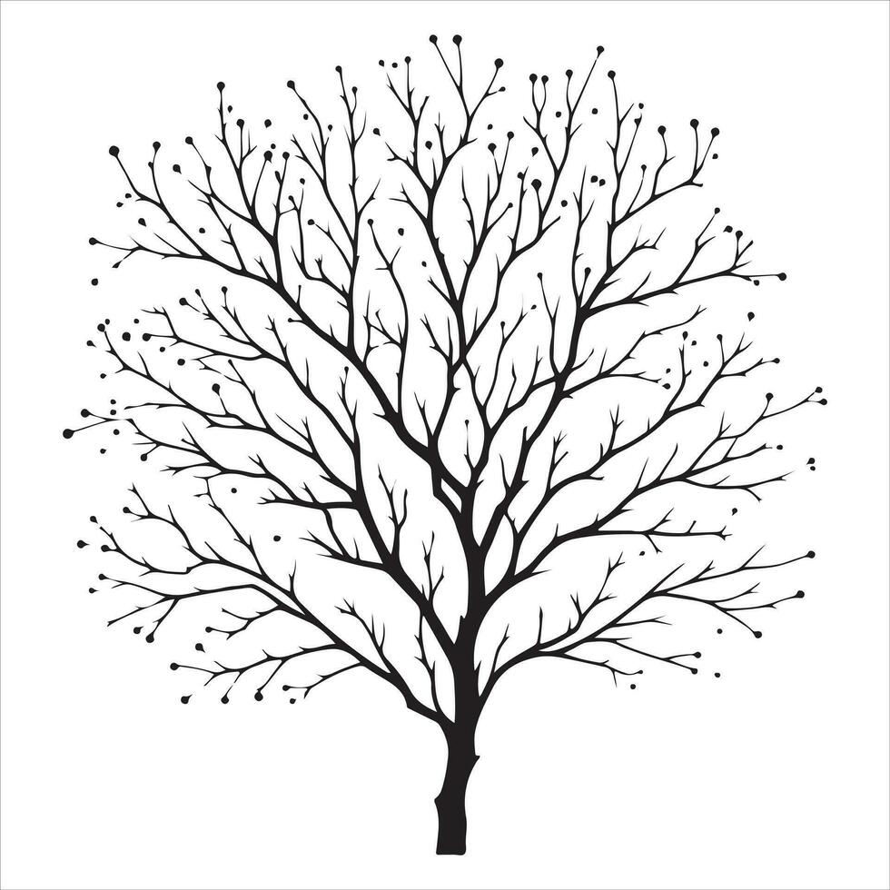 Minimal Autumn Naked Tree vector silhouette