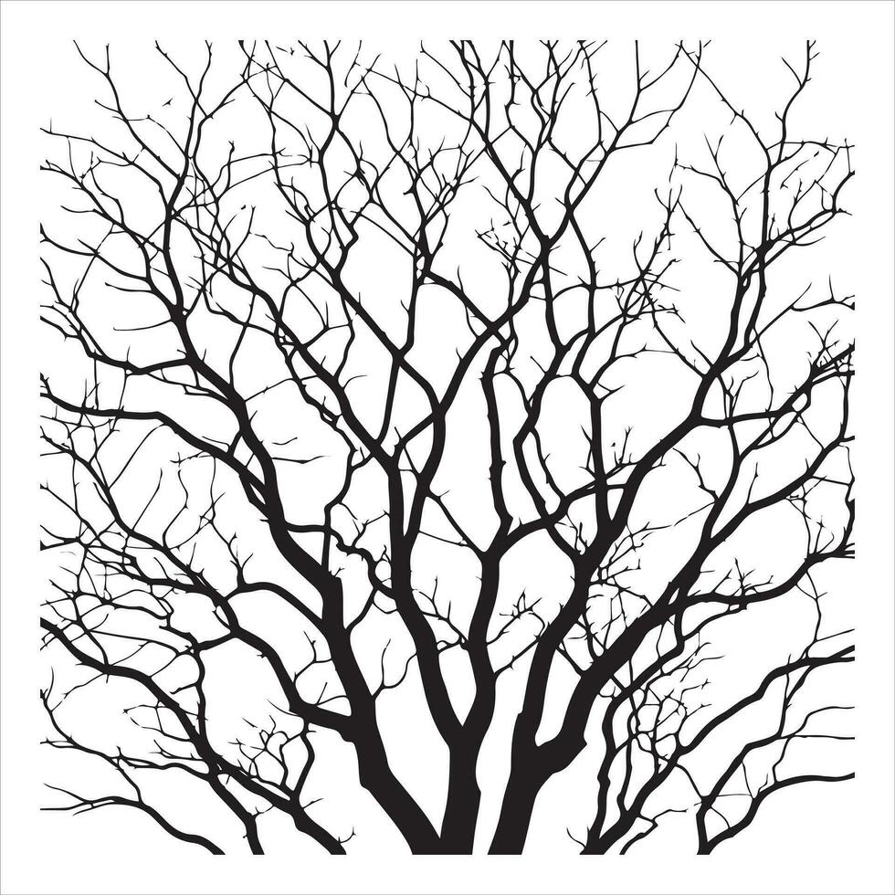 Minimal Autumn Naked Tree vector silhouette