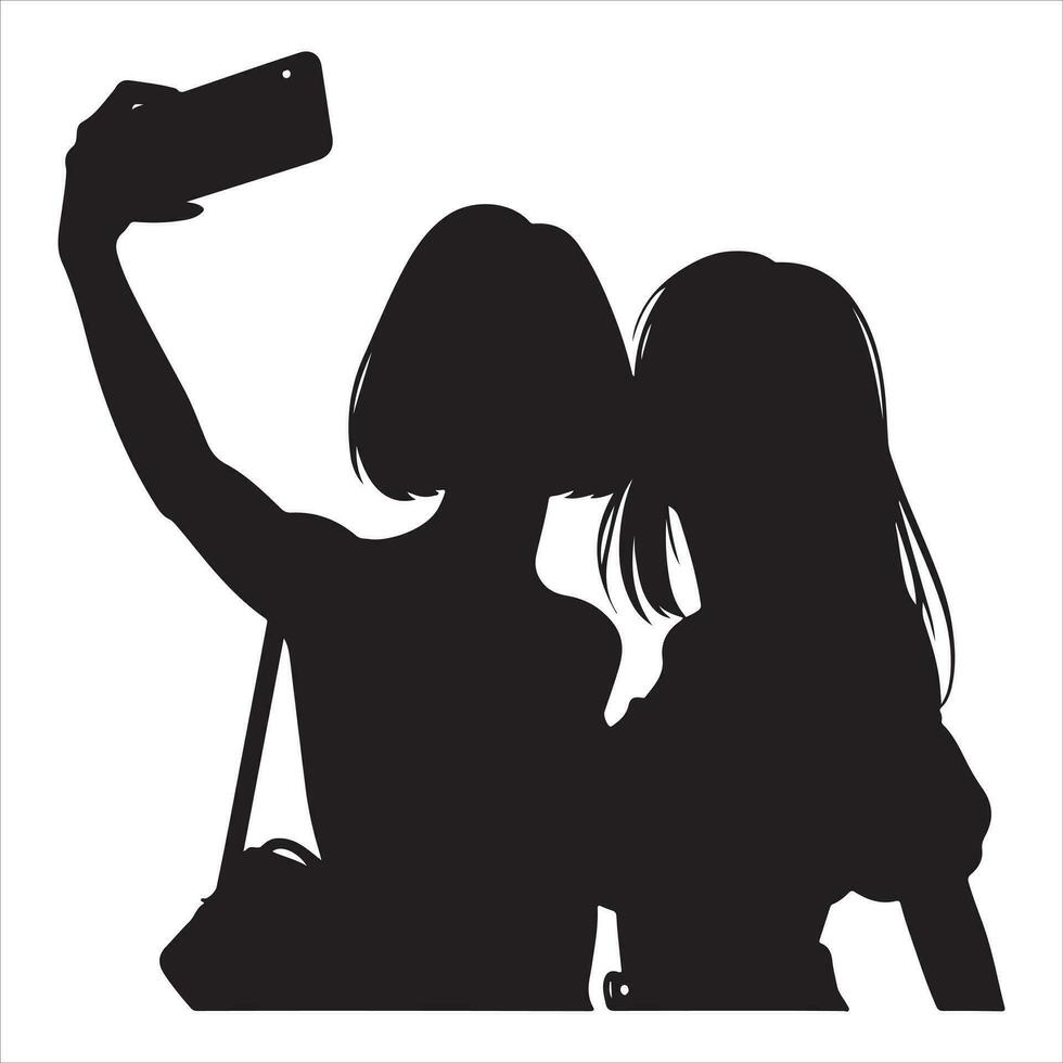 A Female Taking a selfie vector silhouette