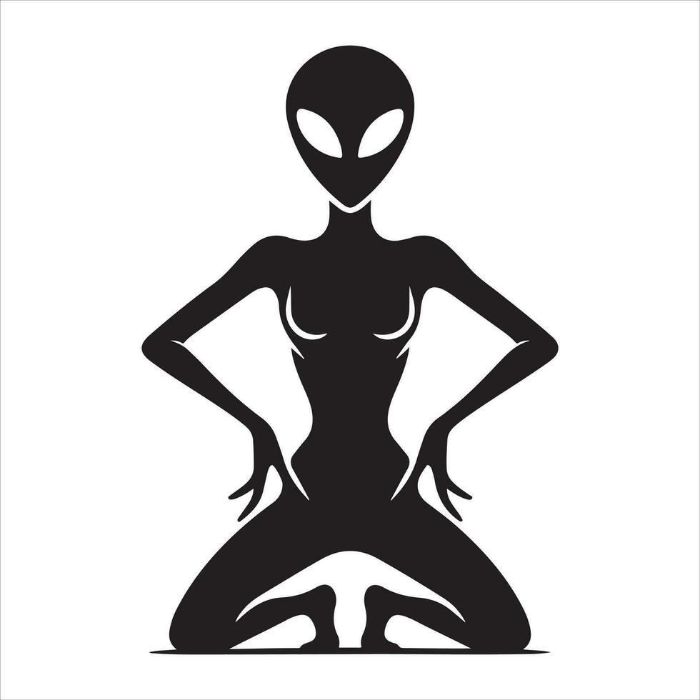 Minimal Alien Icon vector silhouette black color