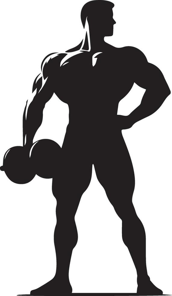 A Minimal Body Builder Pose vector silhouette black color