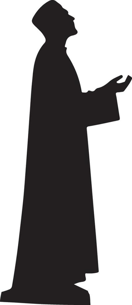 Arab muslim man vector silhouette, a Muslim man pose vector