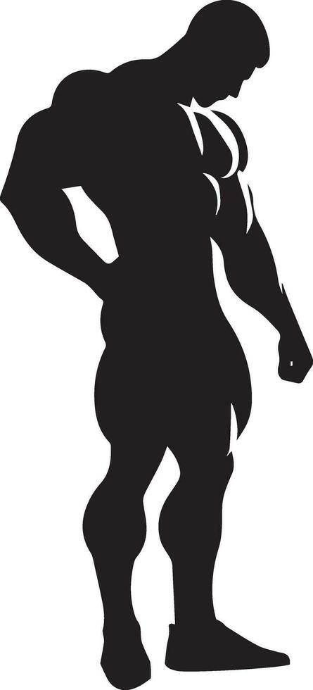 A Minimal Body Builder Pose vector silhouette black color