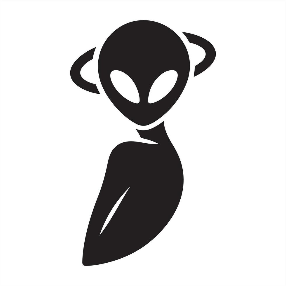 Minimal Alien Icon vector silhouette black color