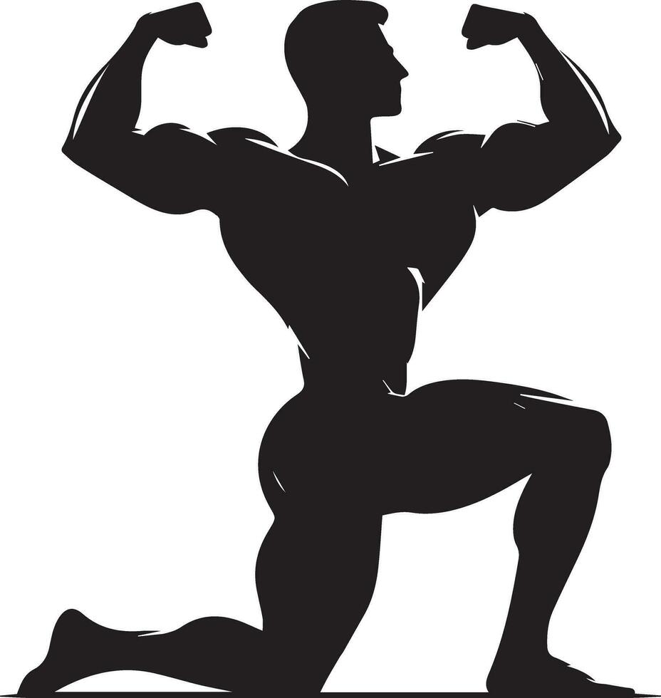 A Minimal Body Builder Pose vector silhouette black color