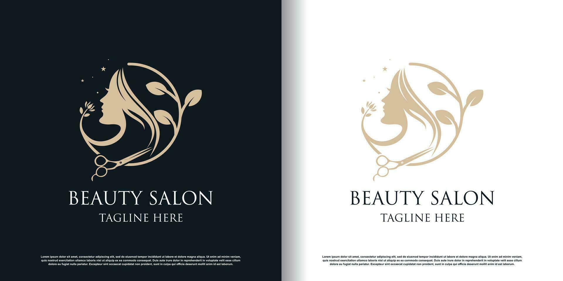 hair cut logo design for fashion with creative concept premium vector