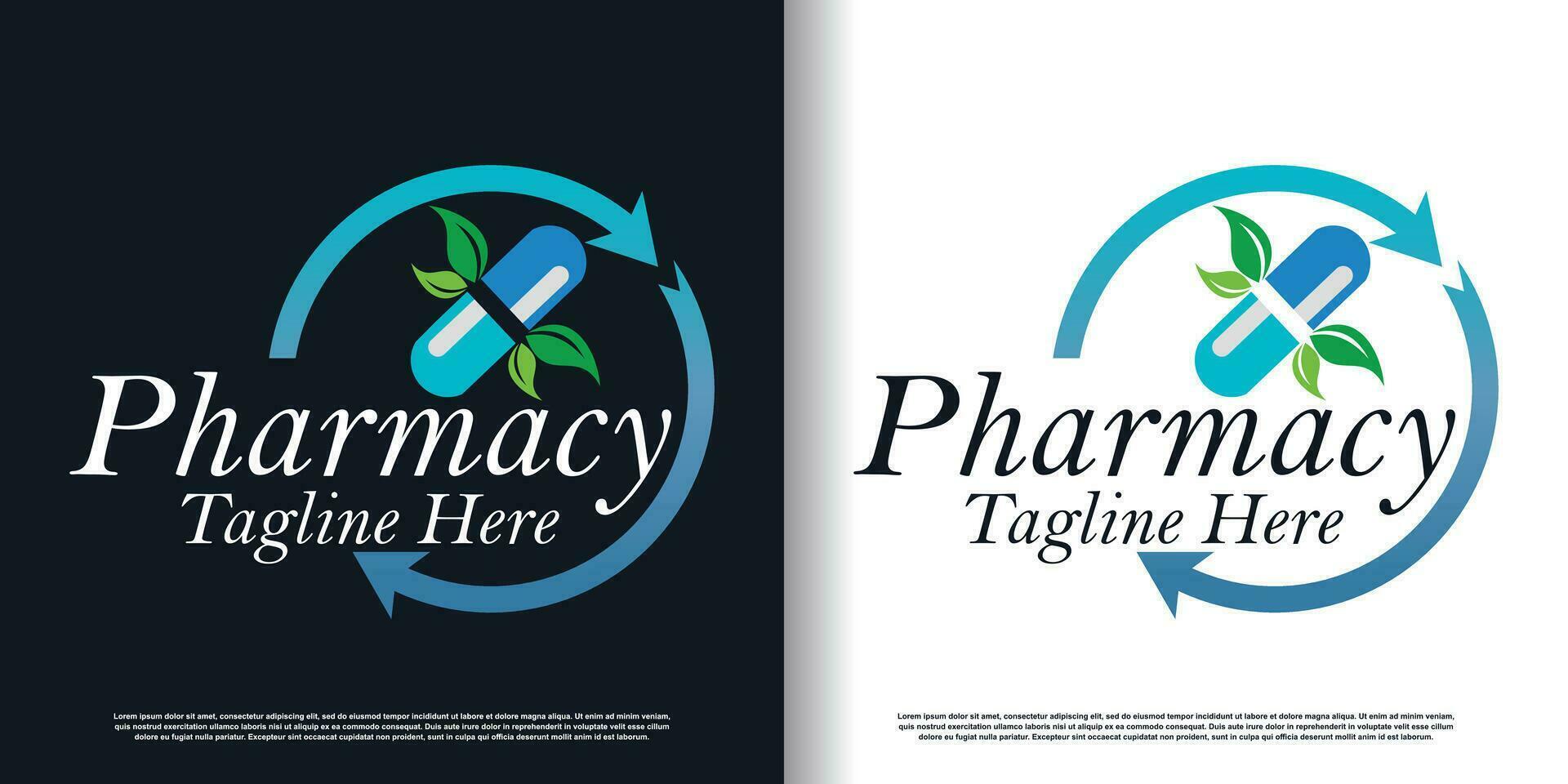 Pharmacy logo design vector with creative concept premium vector