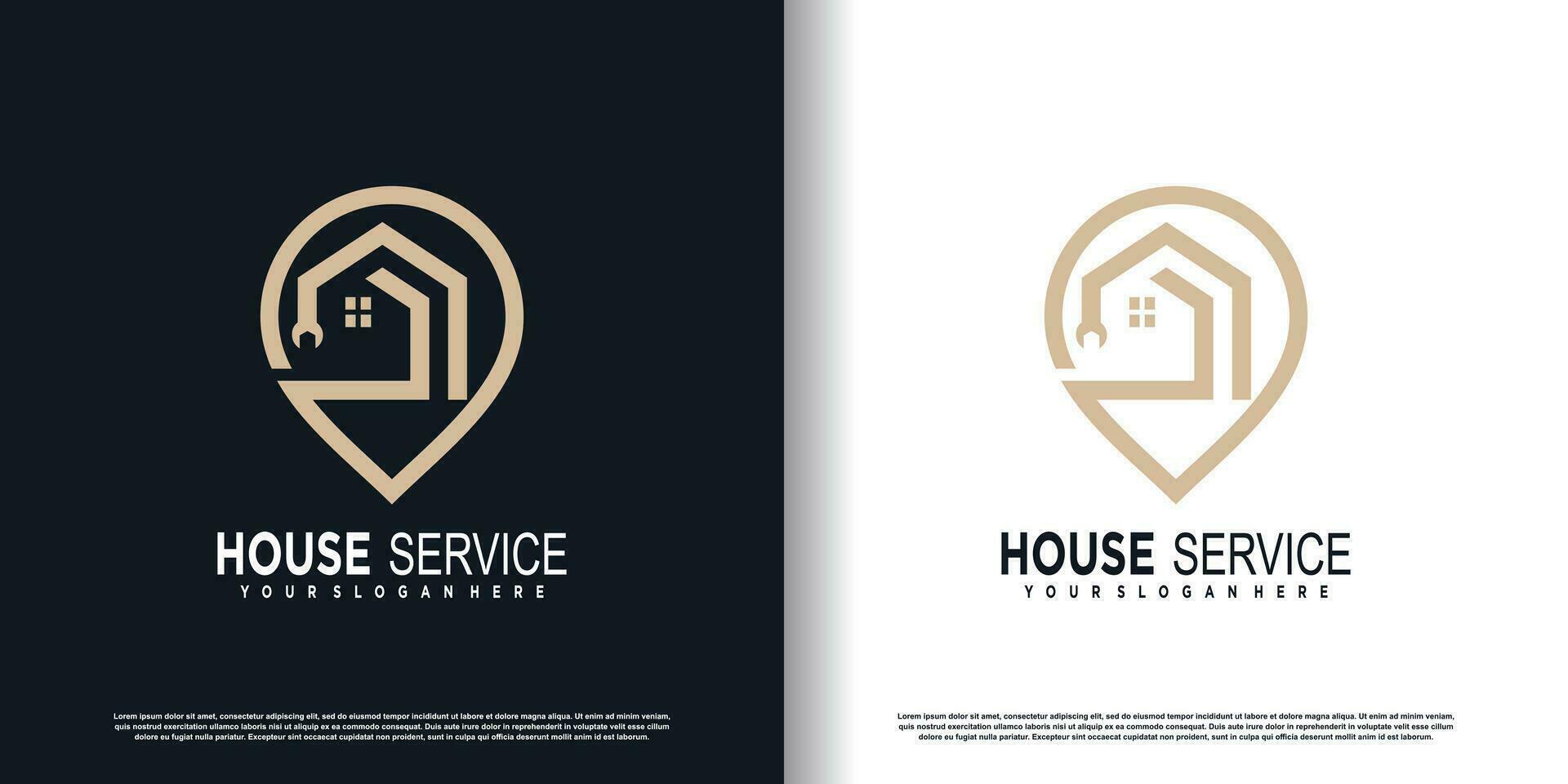 House service logo with creative unique element concept premium vector