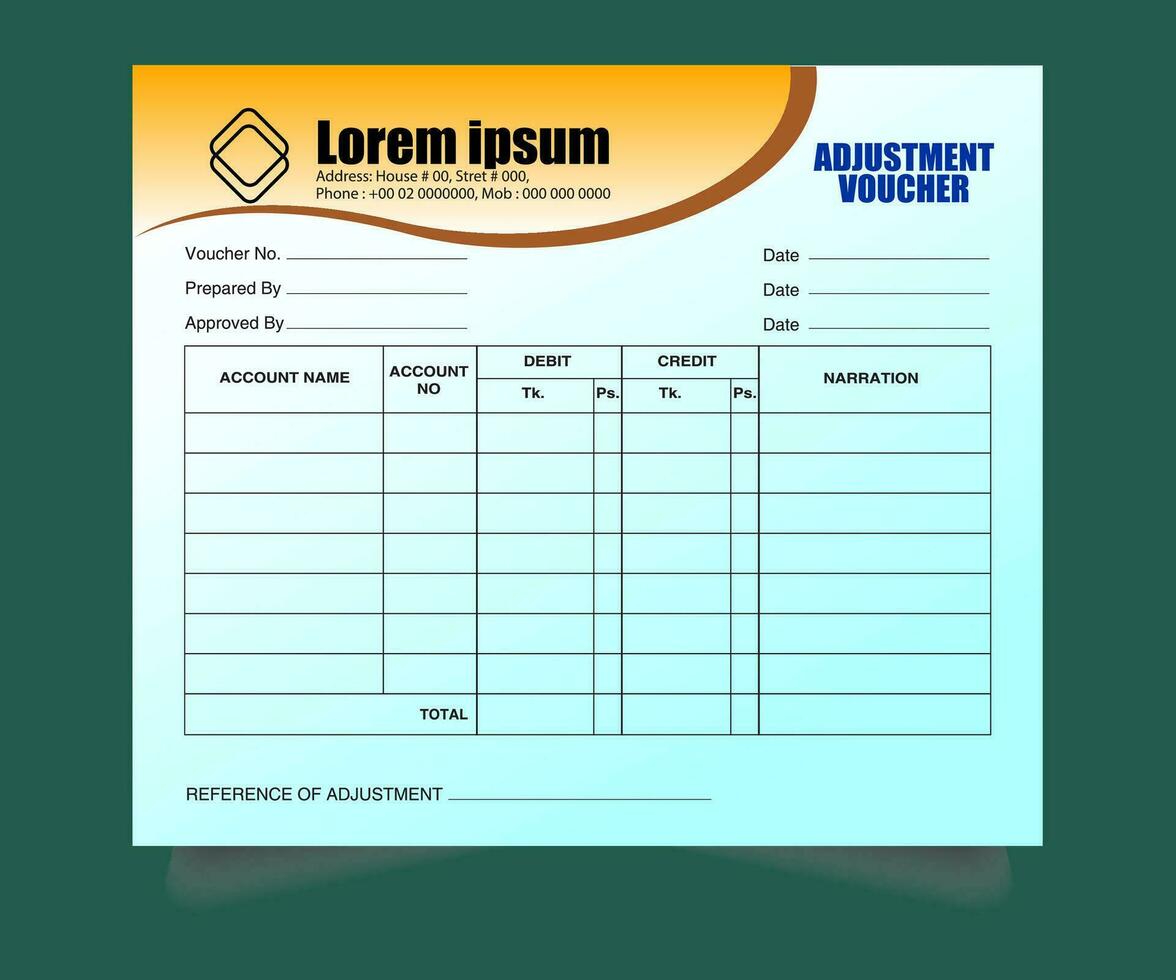 Journal Voucher, Debit and Credit Voucher, Bank Debit Voucher, Conveyance Voucher, Adjustment Voucher, Bill Voucher vector