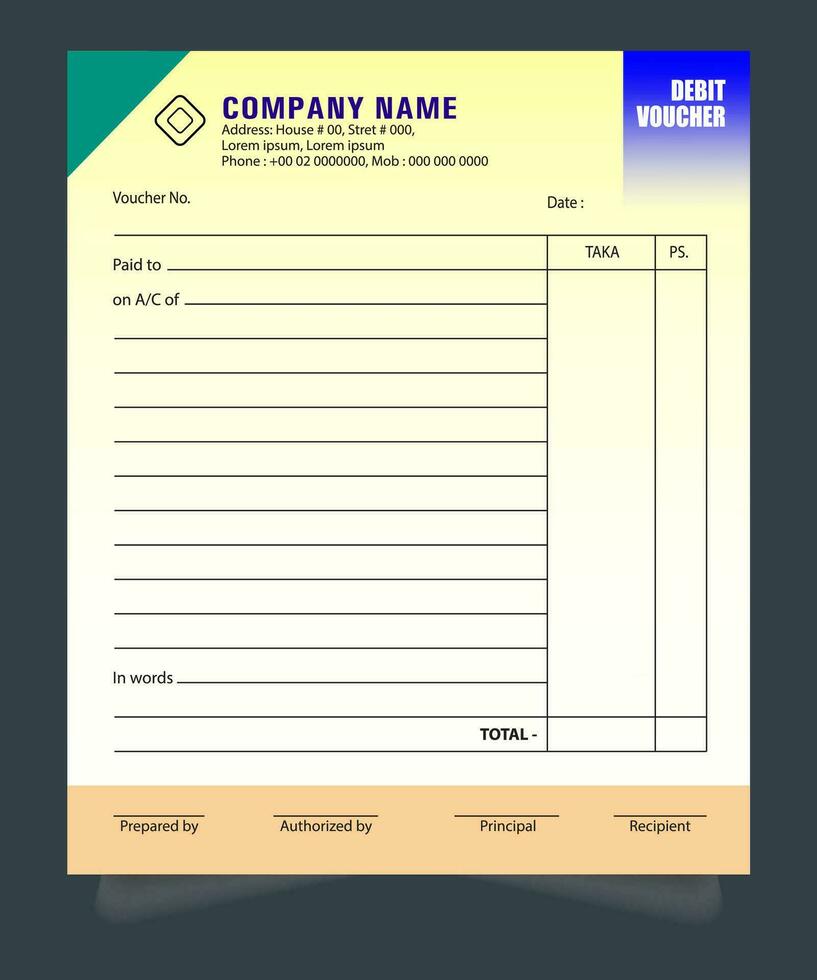 Journal Voucher, Debit and Credit Voucher, Bank Debit Voucher, Conveyance Voucher, Adjustment Voucher, Bill Voucher vector