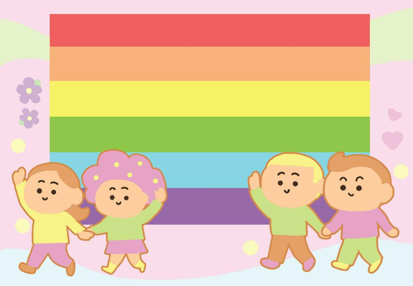 Group of people happy on Pride Month , Illustration cartoon style. vector